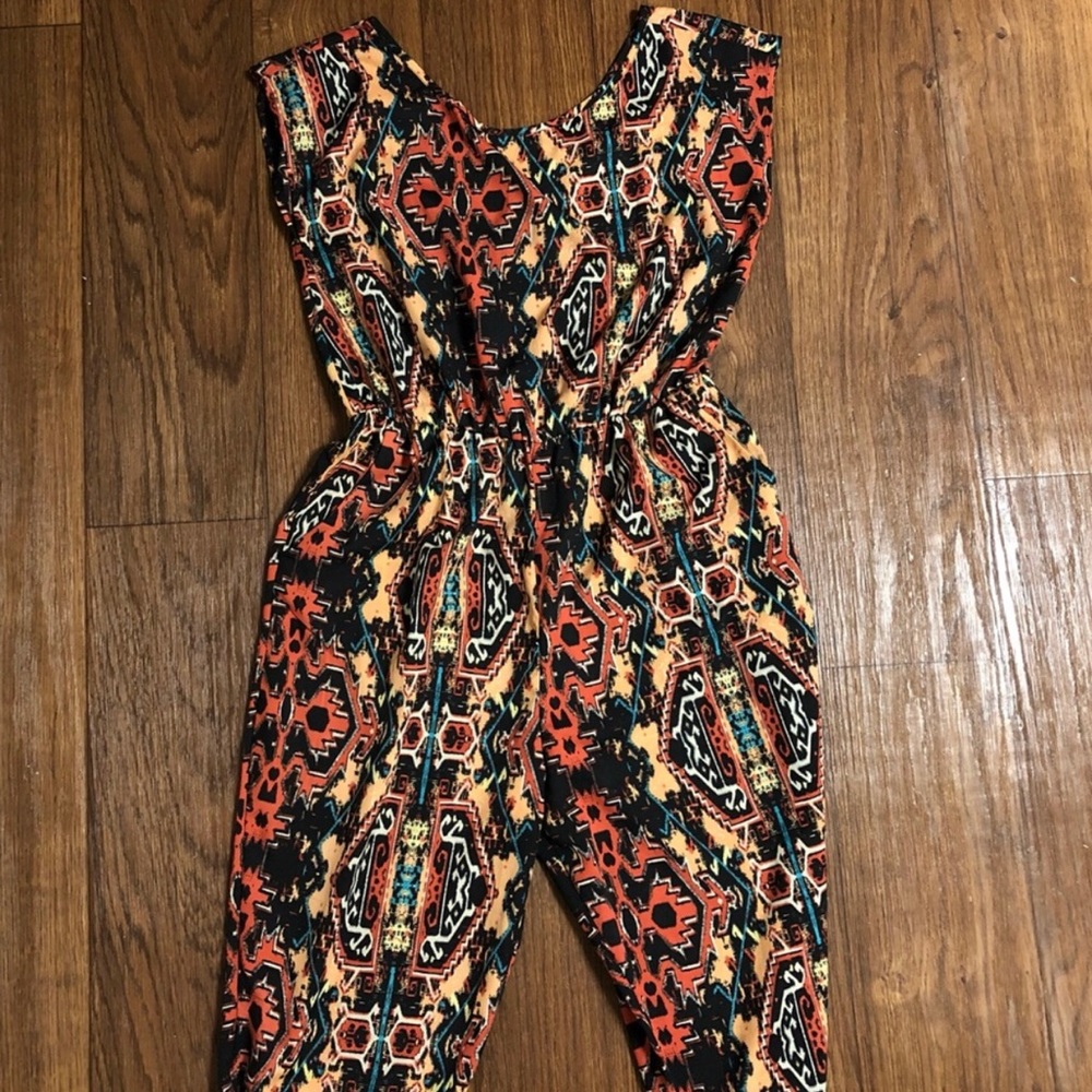 Boho Chic Tribal Print Multicolored Jumpsuit NWOT
